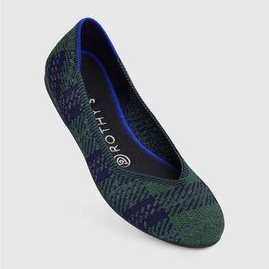 Rothy's Rare Limited Edition The Flat Forest Tartan Round Toe Plaid Ballet Flat